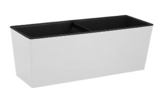 Балконный ящик InGreen London Cube 40 см c дренажной вставкой белоснежный жасмин